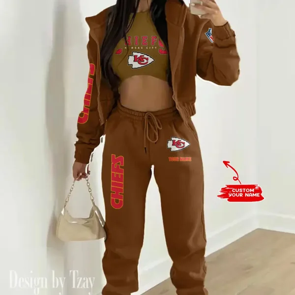 Kansas City Chiefs Women's Outfit Winter Athleisure 3 Piece Set SPTWAL3PS016 - Image 6