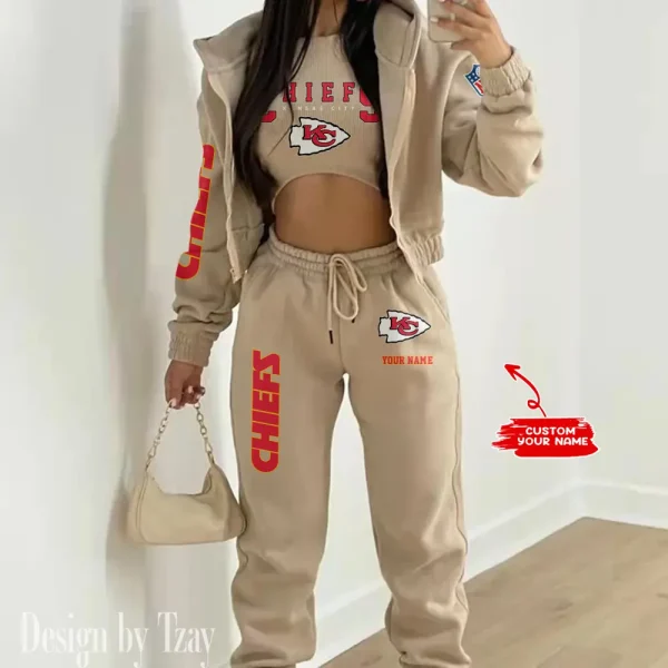 Kansas City Chiefs Women's Outfit Winter Athleisure 3 Piece Set SPTWAL3PS016 - Image 7