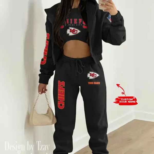 Kansas City Chiefs Women's Outfit Winter Athleisure 3 Piece Set SPTWAL3PS016 - Image 8
