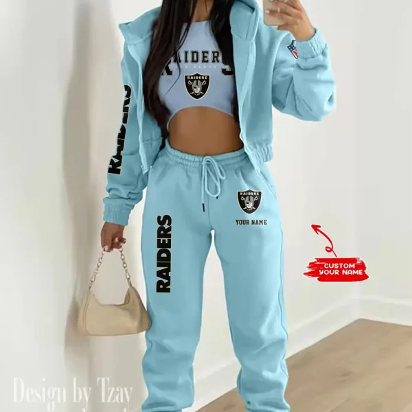 Las Vegas Raiders Women's Outfit Winter Athleisure 3 Piece Set SPTWAL3PS017 - Image 5