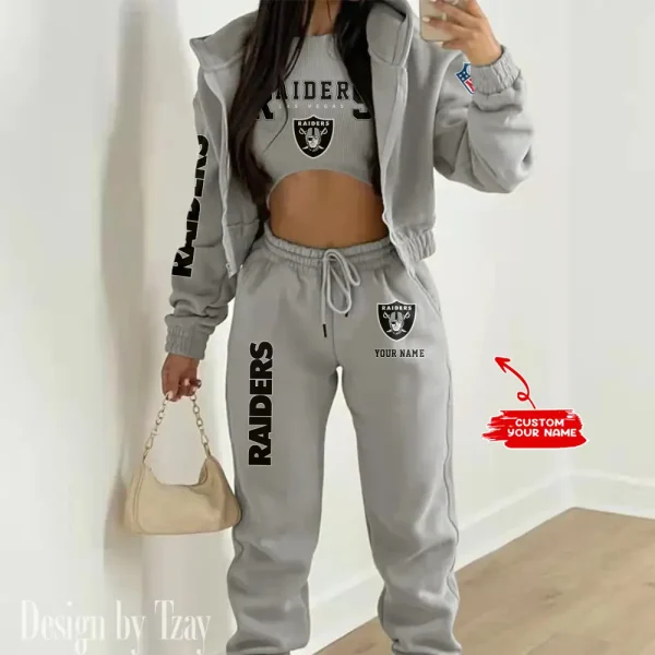 Las Vegas Raiders Women's Outfit Winter Athleisure 3 Piece Set SPTWAL3PS017 - Image 8