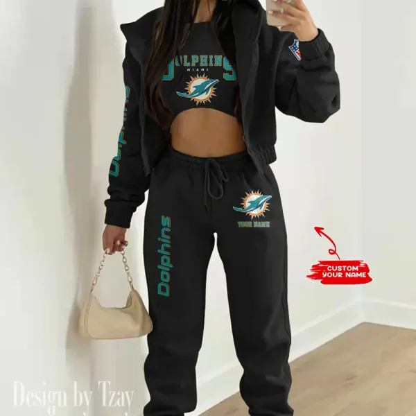 Miami Dolphins Women's Outfit Winter Athleisure 3 Piece Set SPTWAL3PS020 - Image 2