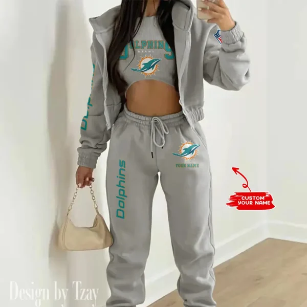 Miami Dolphins Women's Outfit Winter Athleisure 3 Piece Set SPTWAL3PS020 - Image 3