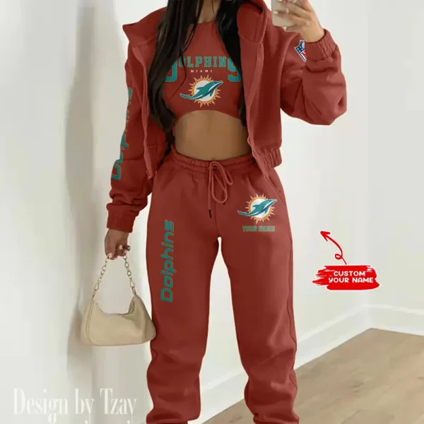 Miami Dolphins Women's Outfit Winter Athleisure 3 Piece Set SPTWAL3PS020 - Image 4