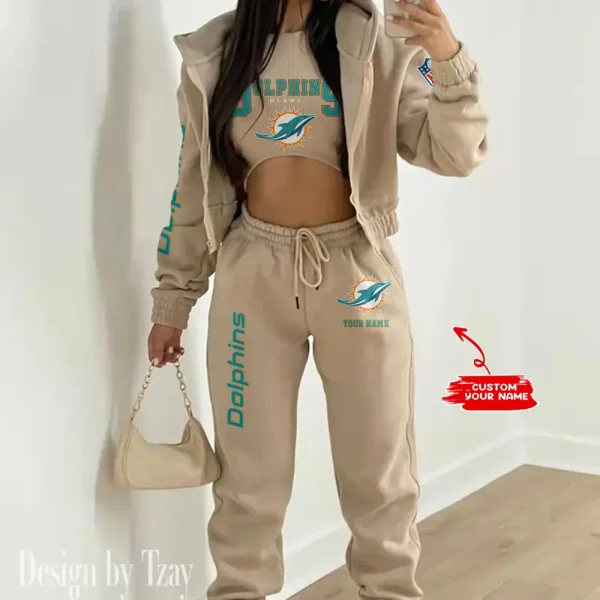 Miami Dolphins Women's Outfit Winter Athleisure 3 Piece Set SPTWAL3PS020 - Image 8