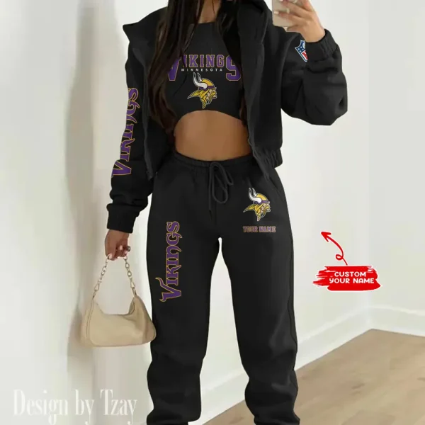 Minnesota Vikings Women's Outfit Winter Athleisure 3 Piece Set SPTWAL3PS021 - Image 2