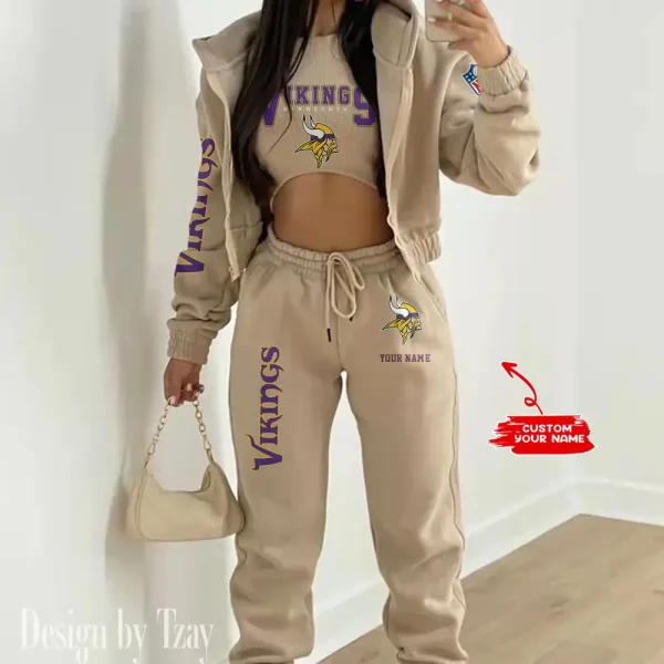 Minnesota Vikings Women's Outfit Winter Athleisure 3 Piece Set SPTWAL3PS021 - Image 3