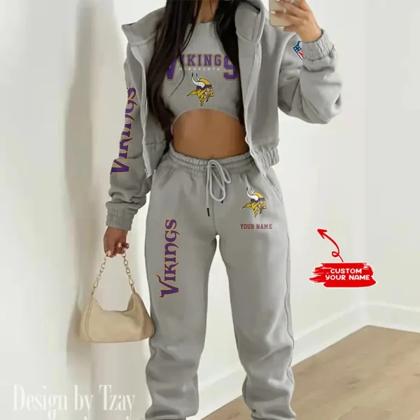 Minnesota Vikings Women's Outfit Winter Athleisure 3 Piece Set SPTWAL3PS021 - Image 8