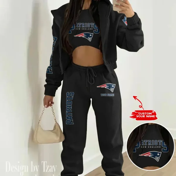 New England Patriots Women's Outfit Winter Athleisure 3 Piece Set SPTWAL3PS022 - Image 2