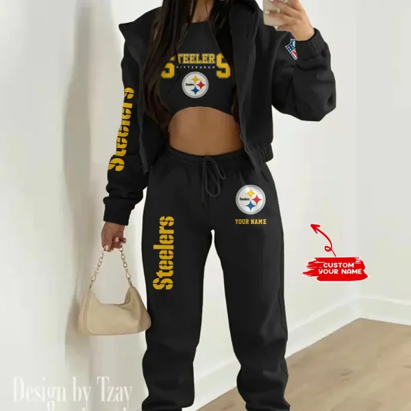 Pittsburgh Steelers Women's Outfit Winter Athleisure 3 Piece Set SPTWAL3PS027 - Image 2