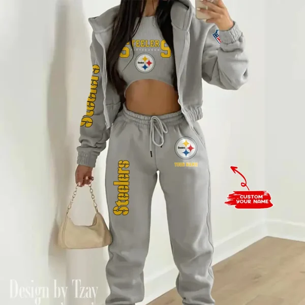 Pittsburgh Steelers Women's Outfit Winter Athleisure 3 Piece Set SPTWAL3PS027 - Image 3