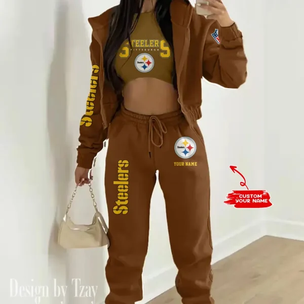 Pittsburgh Steelers Women's Outfit Winter Athleisure 3 Piece Set SPTWAL3PS027 - Image 8