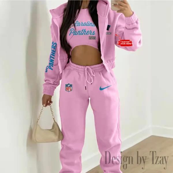 Carolina Panthers Women's Outfit Winter Athleisure 3 Piece Set SPTWAL3PS037 - Image 3