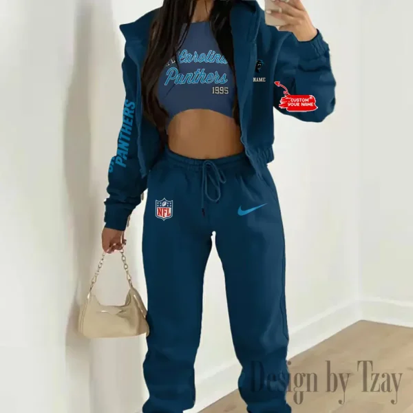 Carolina Panthers Women's Outfit Winter Athleisure 3 Piece Set SPTWAL3PS037 - Image 7