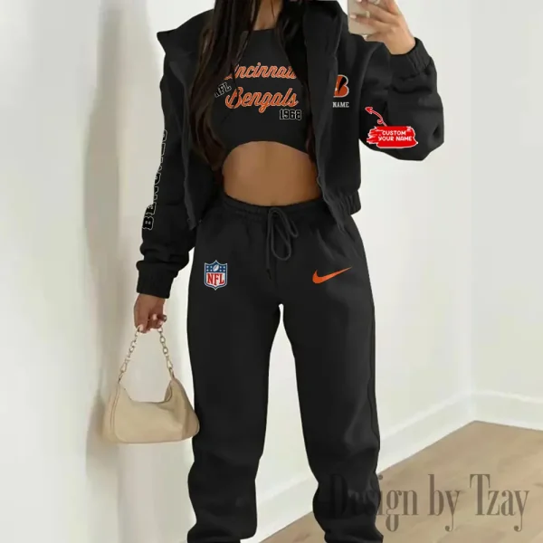 Cincinnati Bengals Women's Outfit Winter Athleisure 3 Piece Set SPTWAL3PS039 - Image 2