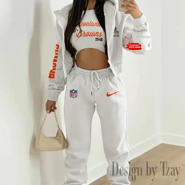 Cleveland Browns Women's Outfit Winter Athleisure 3 Piece Set SPTWAL3PS040 - Image 9