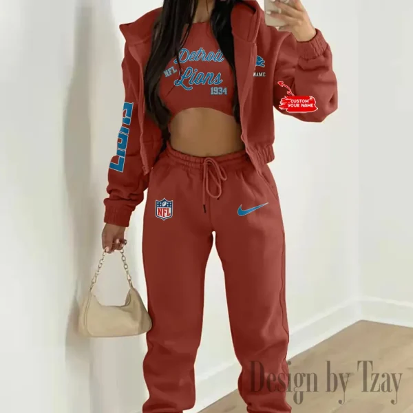 Detroit Lions Women's Outfit Winter Athleisure 3 Piece Set SPTWAL3PS043 - Image 9