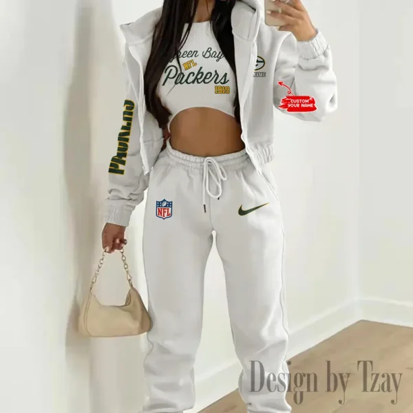 Green Bay Packers Women's Outfit Winter Athleisure 3 Piece Set SPTWAL3PS044 - Image 7