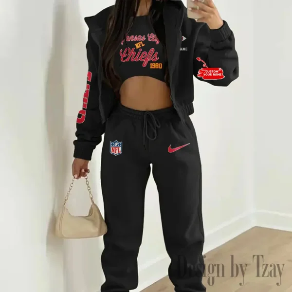 Kansas City Chiefs Women's Outfit Winter Athleisure 3 Piece Set SPTWAL3PS048 - Image 2