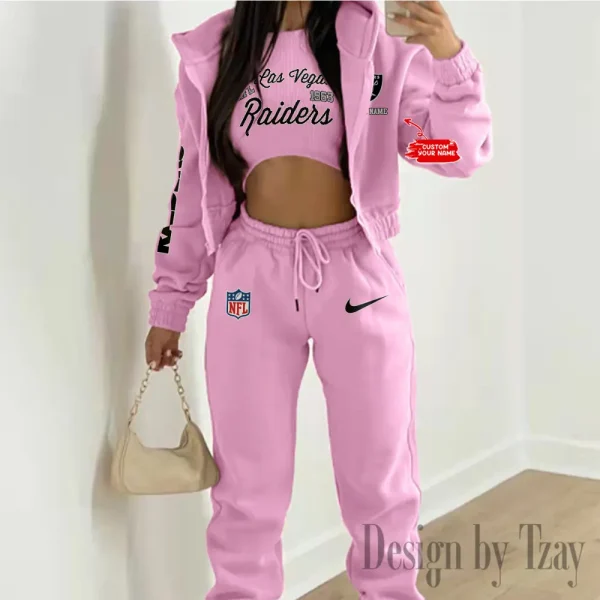 Las Vegas Raiders Women's Outfit Winter Athleisure 3 Piece Set SPTWAL3PS049 - Image 6