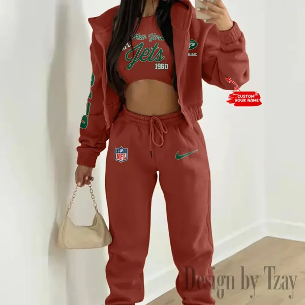 New York Jets Women's Outfit Winter Athleisure 3 Piece Set SPTWAL3PS057