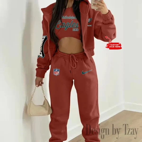 Philadelphia Eagles Women's Outfit Winter Athleisure 3 Piece Set SPTWAL3PS058 - Image 9