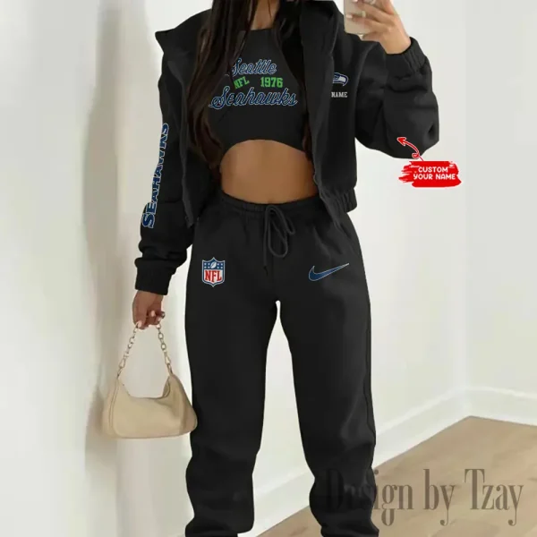 Seattle Seahawks Women's Outfit Winter Athleisure 3 Piece Set SPTWAL3PS061 - Image 3