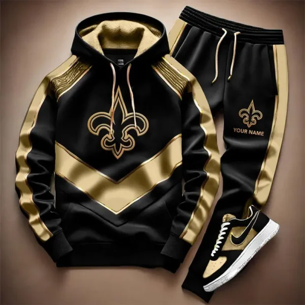 NFL New Orleans Saints Combo Hoodie Long Pants And AirForce1 Sneakers Gift For Fan