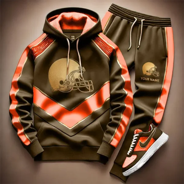 NFL Cleveland Browns Combo Hoodie Long Pants And AirForce1 Sneakers Gift For Fan