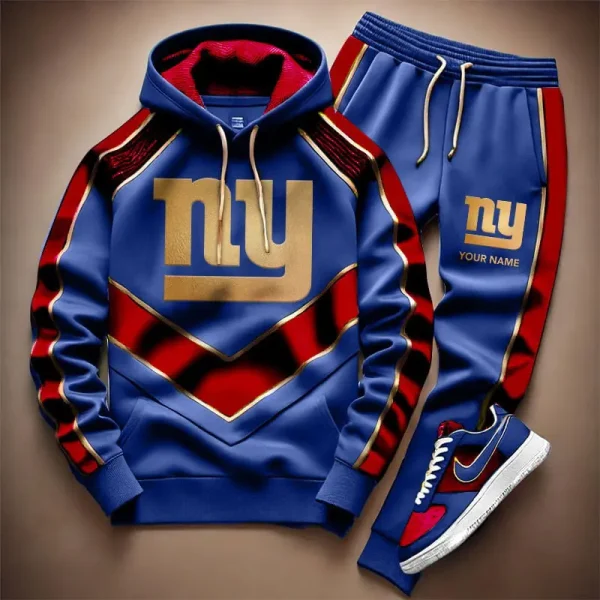 NFL New York Giants Combo Hoodie Long Pants And AirForce1 Sneakers Gift For Fan