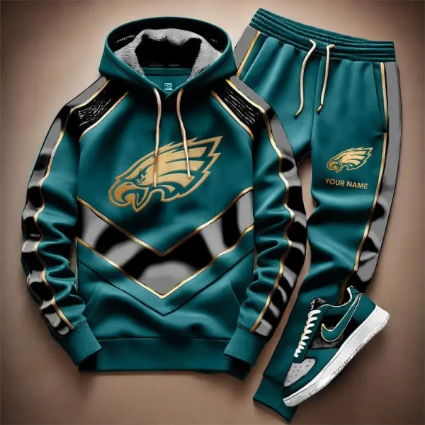 NFL Philadelphia Eagles Combo Hoodie Long Pants And AirForce1 Sneakers Gift For Fan