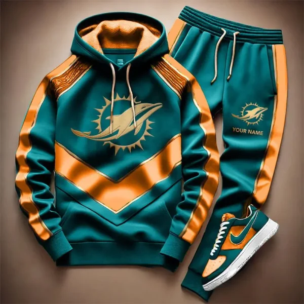 NFL Miami Dolphins Combo Hoodie Long Pants And AirForce1 Sneakers Gift For Fan