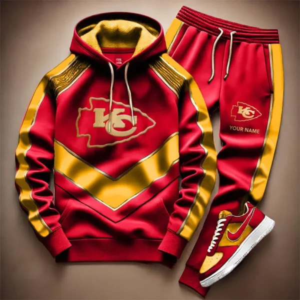 NFL Kansas City Chiefs Combo Hoodie Long Pants And AirForce1 Sneakers Gift For Fan