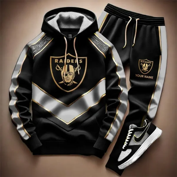 NFL Las Vegas Raiders Combo Hoodie Long Pants And AirForce1 Sneakers Gift For Fan