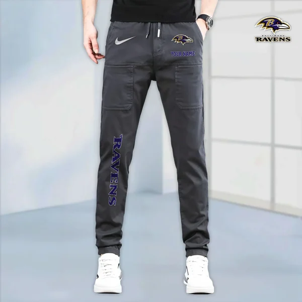 Baltimore Ravens High Stretch Multi-pocket Durable Cargo Pants - Long Custom Name SPTLCP003 - Image 2