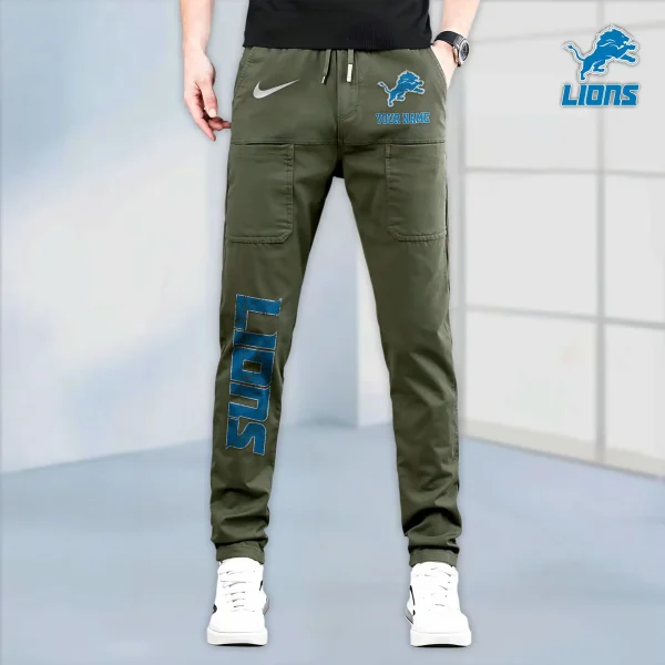 Detroit Lions High Stretch Multi-pocket Durable Cargo Pants - Long Custom Name SPTLCP011 - Image 3