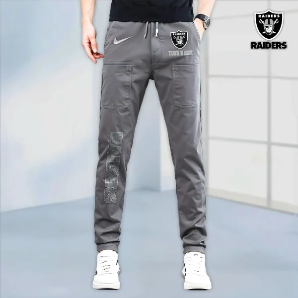 Las Vegas Raiders High Stretch Multi-pocket Durable Cargo Pants - Long Custom Name SPTLCP017 - Image 2