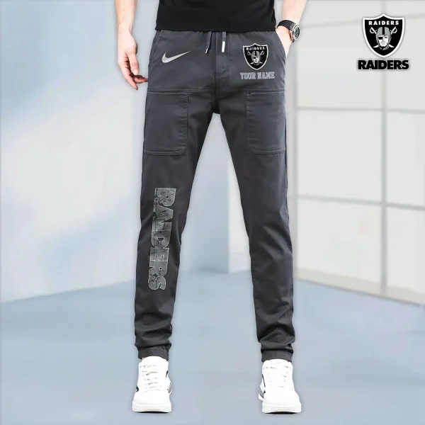 Las Vegas Raiders High Stretch Multi-pocket Durable Cargo Pants - Long Custom Name SPTLCP017 - Image 3