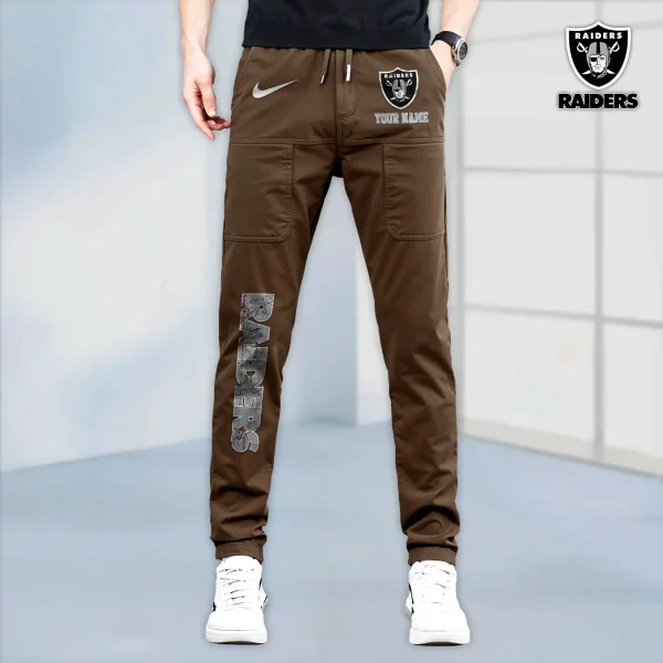 Las Vegas Raiders High Stretch Multi-pocket Durable Cargo Pants - Long Custom Name SPTLCP017 - Image 4