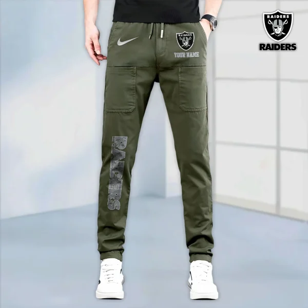 Las Vegas Raiders High Stretch Multi-pocket Durable Cargo Pants - Long Custom Name SPTLCP017 - Image 7