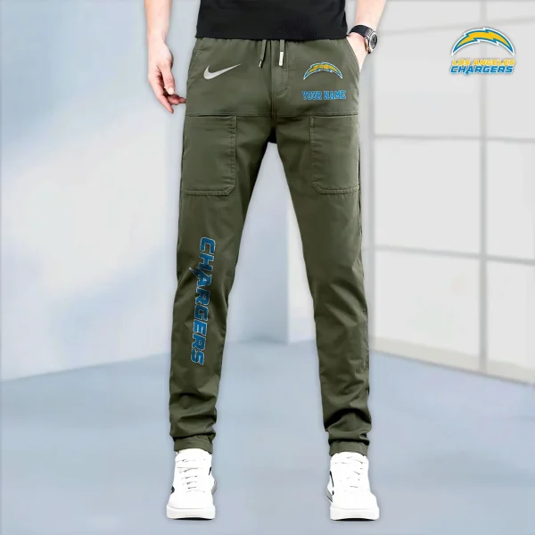 Los Angeles Chargers High Stretch Multi-pocket Durable Cargo Pants - Long Custom Name SPTLCP018 - Image 2