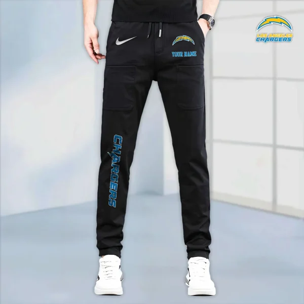 Los Angeles Chargers High Stretch Multi-pocket Durable Cargo Pants - Long Custom Name SPTLCP018 - Image 3