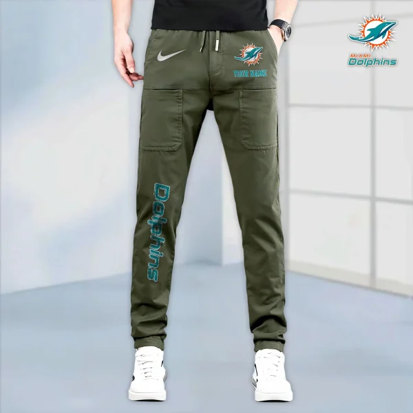 Miami Dolphins High Stretch Multi-pocket Durable Cargo Pants - Long Custom Name SPTLCP020 - Image 4