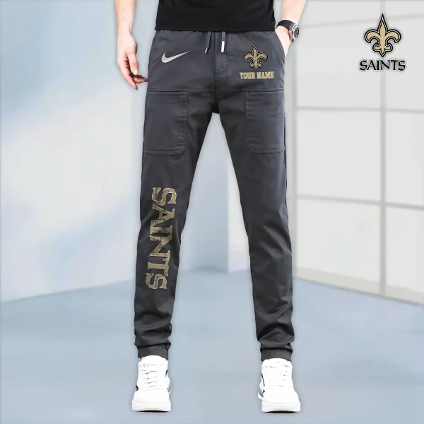 New Orleans Saints High Stretch Multi-pocket Durable Cargo Pants - Long Custom Name SPTLCP023 - Image 5