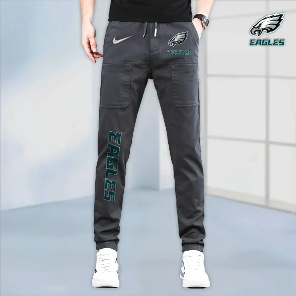 Philadelphia Eagles High Stretch Multi-pocket Durable Cargo Pants - Long Custom Name SPTLCP026 - Image 2