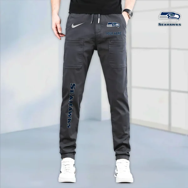 Seattle Seahawks High Stretch Multi-pocket Durable Cargo Pants - Long Custom Name SPTLCP029 - Image 2