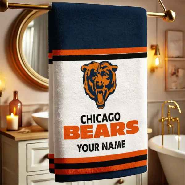 Chicago Bears New Bath Towel Custom Any Name Gift For Fan SPTNBATHTOWEL027