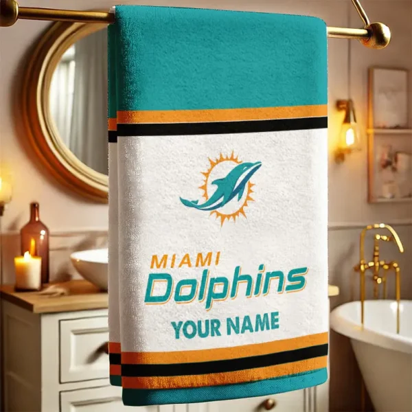 Miami Dolphins New Bath Towel Custom Any Name Gift For Fan SPTNBATHTOWEL024