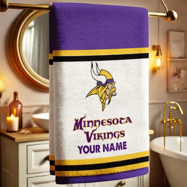 Minnesota Vikings New Bath Towel Custom Any Name Gift For Fan SPTNBATHTOWEL009