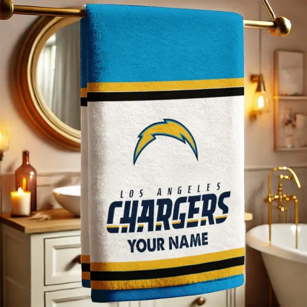 Los Angeles Chargers New Bath Towel Custom Any Name Gift For Fan SPTNBATHTOWEL003